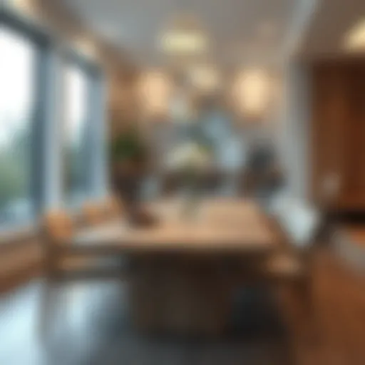 Elegant Light Solid Wood Dining Table Elegant light solid wood dining table in a modern setting