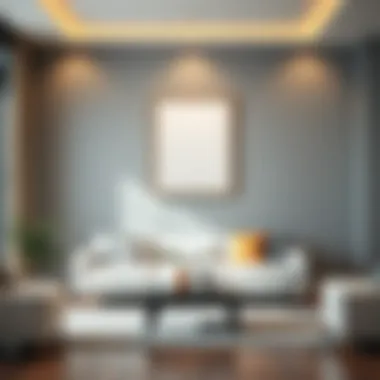 Modern interior featuring a 10 x 12 floating frame