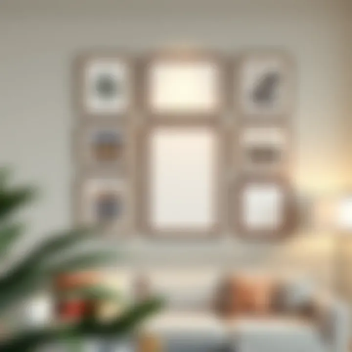 Stylish arrangement of multiple floating frames on a wall