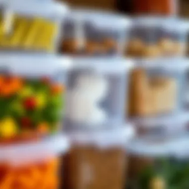 Close-Up of Divider Features in Plastic Food Containers A close-up of plastic food containers highlighting the divider features and materials used