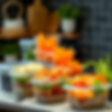 Vibrant Display of Healthy Meal Prep Ideas A vibrant display of healthy meal prep ideas using plastic containers with dividers