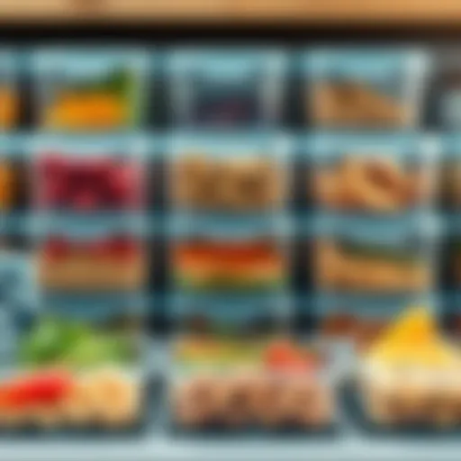 Stylish Arrangement of Plastic Food Containers with Dividers A stylish arrangement of plastic food containers with dividers showcasing various meal options