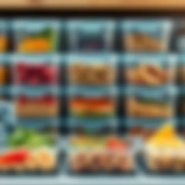 Stylish Arrangement of Plastic Food Containers with Dividers A stylish arrangement of plastic food containers with dividers showcasing various meal options