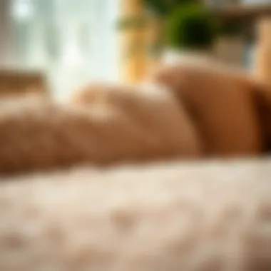 Plush Texture of Fuzzy Sofa Cover Close-up of plush texture of fuzzy sofa cover