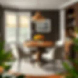 Elegant round Sears kitchen table with modern chairs