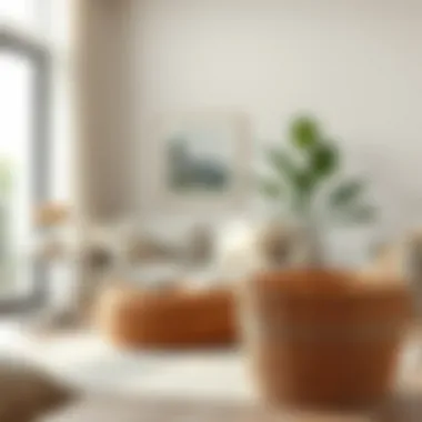 Modern Living with Wicker Storage Elegance Stylish wicker storage basket in a modern living room setup