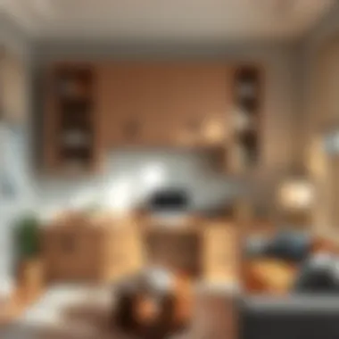 Functional wall mounted file cabinet in a cozy home office