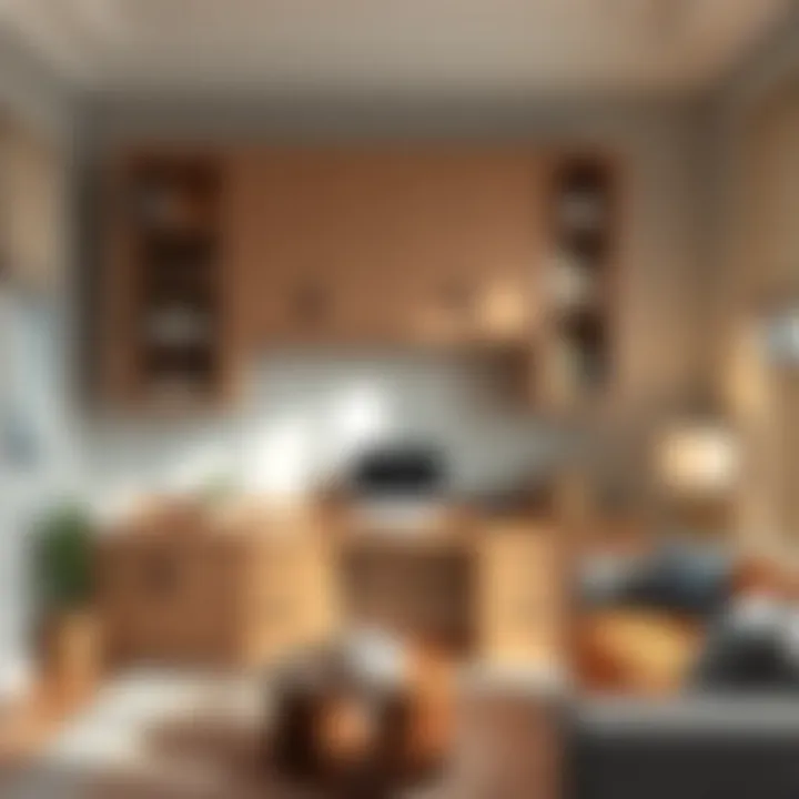 Functional wall mounted file cabinet in a cozy home office