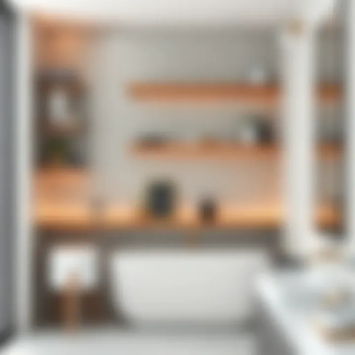 Modern Bathroom Shelving Solutions Elegant wall-mounted shelving in a modern bathroom