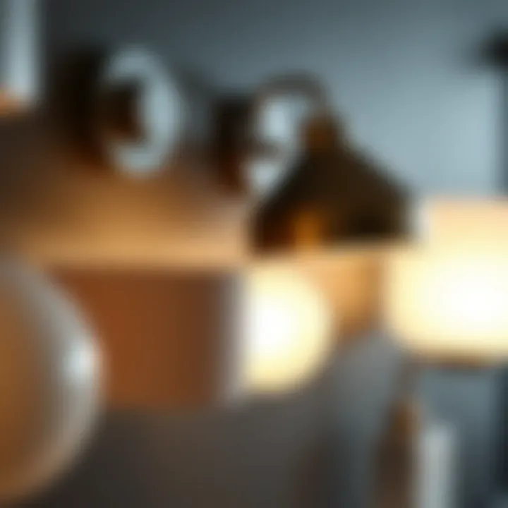 Close-up of various materials used in wall mount vanity lights