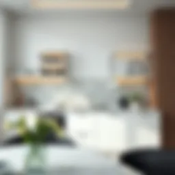 Elegant wall mounted shelving in a modern kitchen