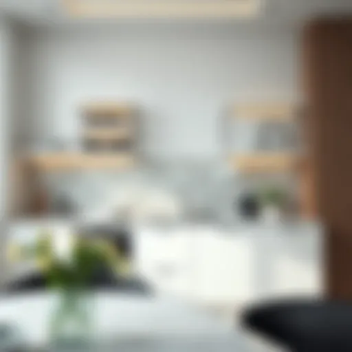 Elegant wall mounted shelving in a modern kitchen