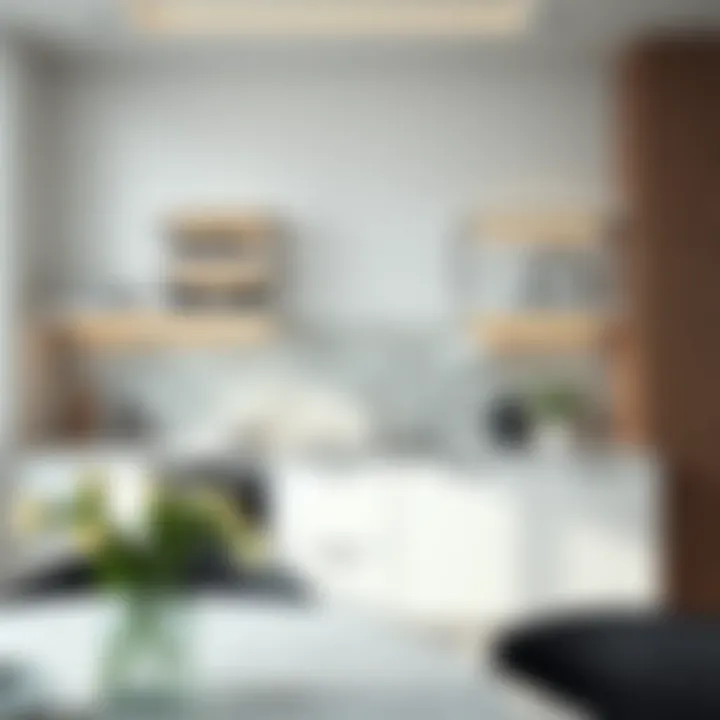 Elegant wall mounted shelving in a modern kitchen