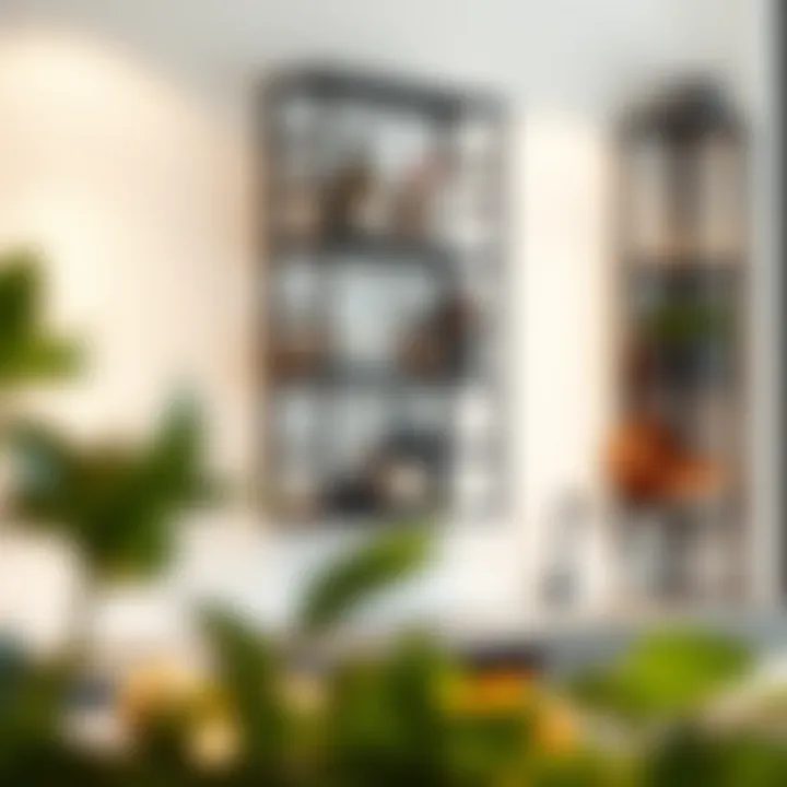 Sleek metal wall shelves enhancing kitchen decor