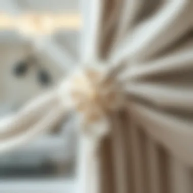 Stylish White Curtain Pull Back Design Close-up of a stylish white curtain pull back with intricate design