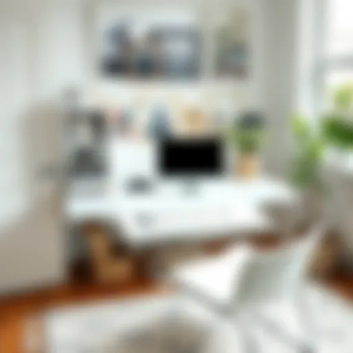 Elegance of the White Desk with Pull-Out Keyboard Tray Elegant white desk showcasing pull-out keyboard tray