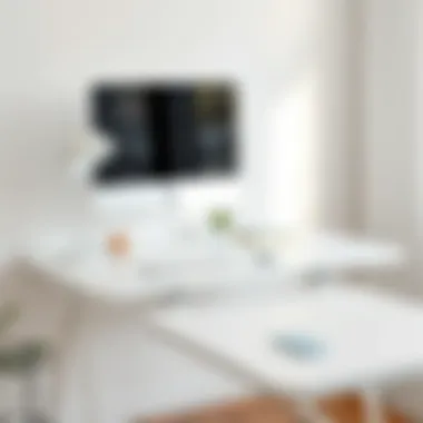 Ergonomic Design in White Desk with Keyboard Tray Ergonomic design of a white desk with keyboard tray