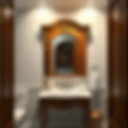 Elegant wood bathroom medicine cabinet showcasing intricate detailing