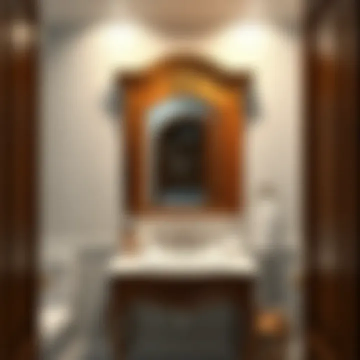 Craftsmanship in Wood Medicine Cabinets Elegant wood bathroom medicine cabinet showcasing intricate detailing