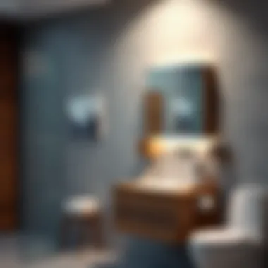 Sleek Modern Aesthetics Modern bathroom featuring a sleek wood medicine cabinet