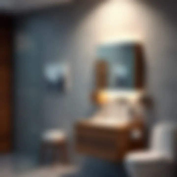 Sleek Modern Aesthetics Modern bathroom featuring a sleek wood medicine cabinet