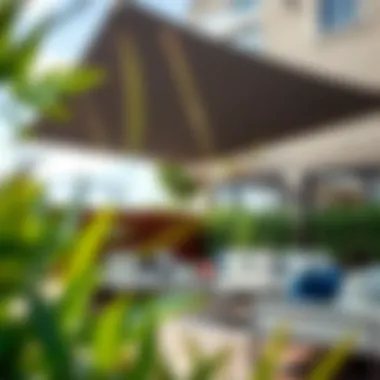 Stylish Exterior Sun Shade Design Elegant exterior sun shade design in a modern outdoor setting