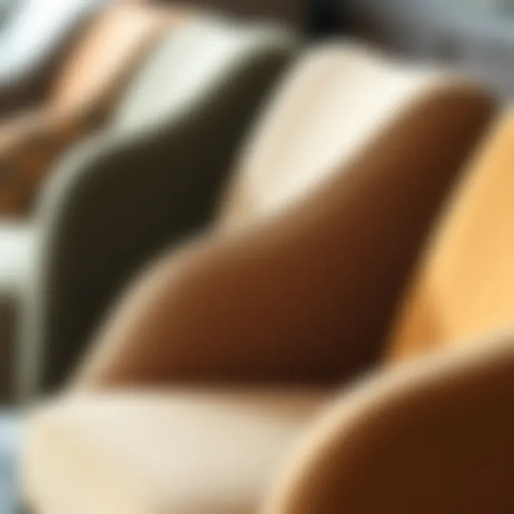 Close-up of various fabric textures used in dining chairs