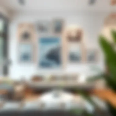 Innovative Framing in Contemporary Decor A modern interior featuring a unique arrangement of framed artwork