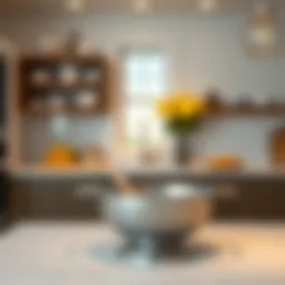 A beautifully designed small colander in a modern kitchen setting
