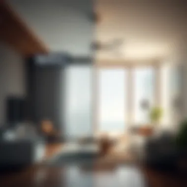 Before and after comparison of a room designed using a planner tool