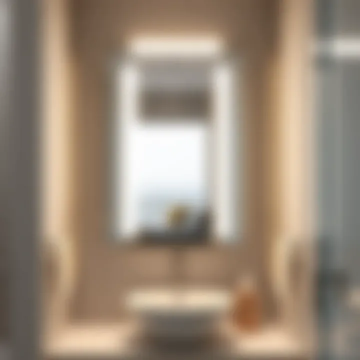 Modern Half Bathroom Mirror with Lighting Sleek modern half bathroom mirror with integrated lighting