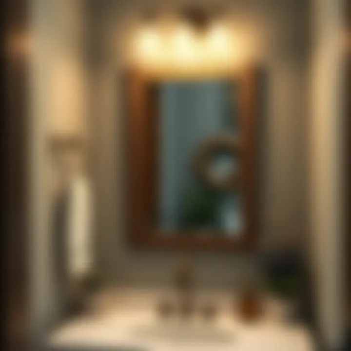 Rustic Charm in Half Bathroom Rustic styled half bathroom mirror adding charm