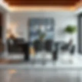 Elegant high table set in a modern dining room