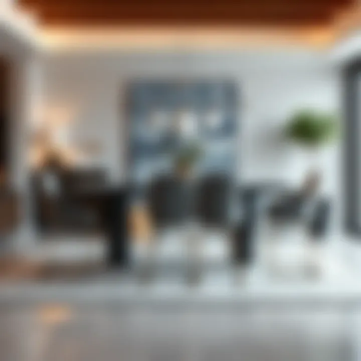 Sophisticated High Table and Chair Arrangement Elegant high table set in a modern dining room