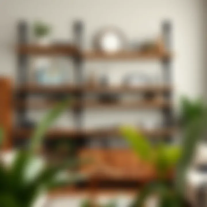 Rustic wood shelves showcasing decorative items