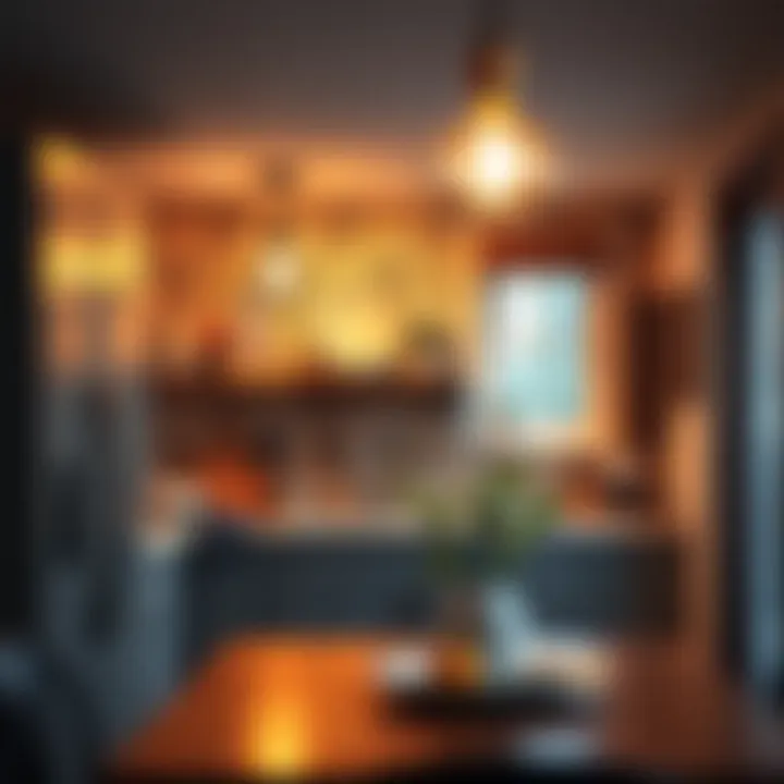 Charming Kitchen with Unique Pendant Fixtures Charming small kitchen adorned with unique pendant fixtures