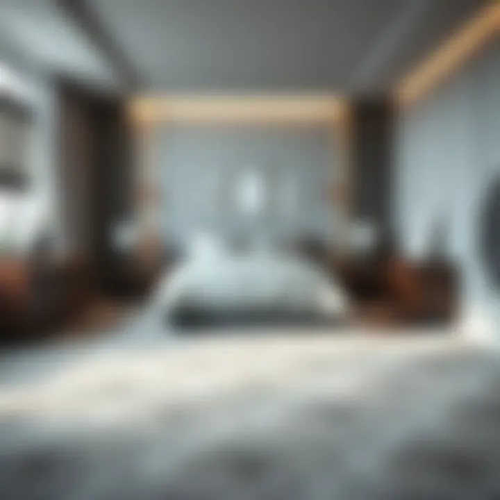 Cozy Atmosphere with Textured Grey Carpet Textured grey carpet enhancing a cozy bedroom atmosphere