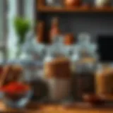 Elegant glass jars showcasing various spices