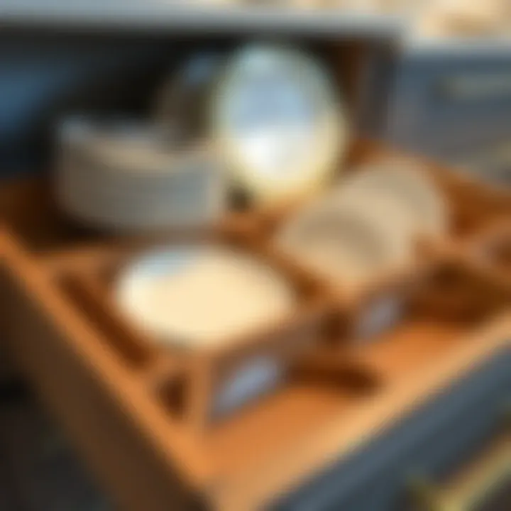 Organized Platter Storage in Drawers Creative use of drawer dividers for platter organization