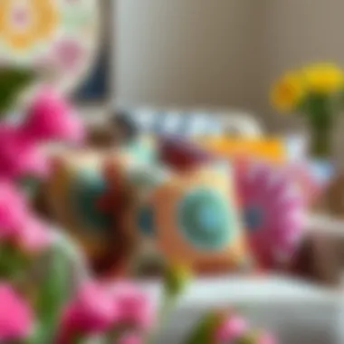 A vibrant collection of patterned throw pillows on a chic armchair