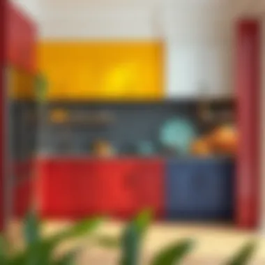 Trendy Kitchen Cabinet Colours Colorful cabinet options representing various trends in kitchen aesthetics.