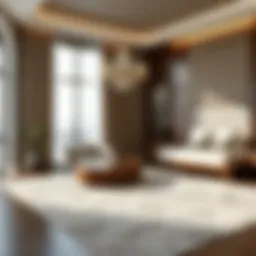 Luxurious large area rug enhancing bedroom elegance