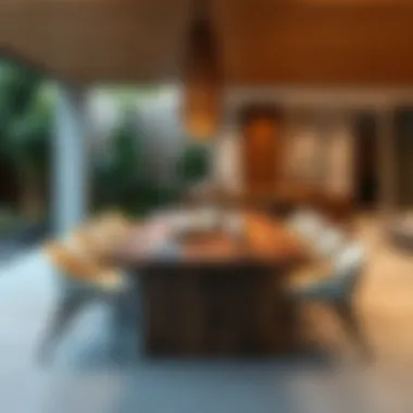Contemporary large dining table with mixed materials