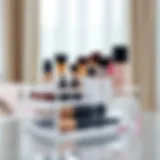 Elegant acrylic makeup organizer showcasing various compartments