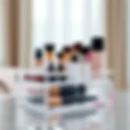 Elegant acrylic makeup organizer showcasing various compartments