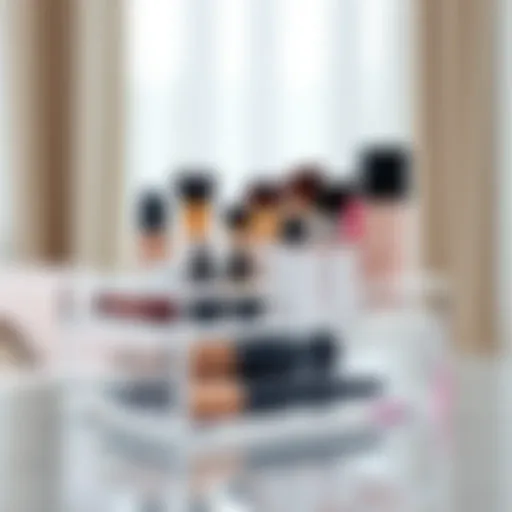Elegant acrylic makeup organizer showcasing various compartments