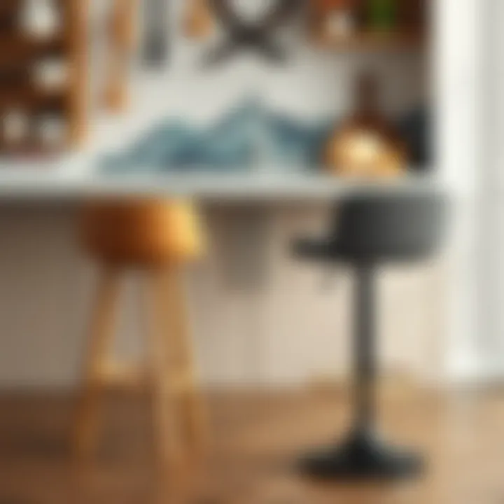 A variety of materials used in extra tall bar stools