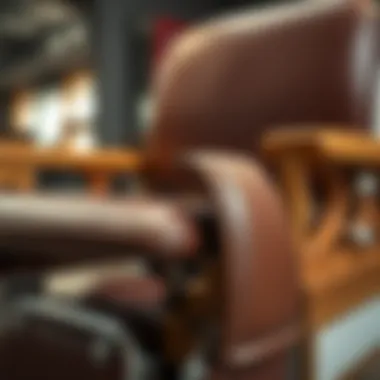 Premium Materials in Portable Barber Chair Construction Close-up of high-quality materials used in the construction of a folding barber chair.