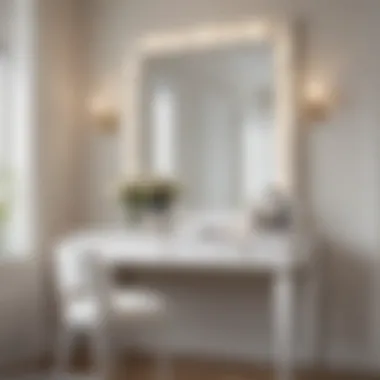 Elegant White Vanity Desk in Modern Interior Elegant design of a white vanity desk in a modern interior