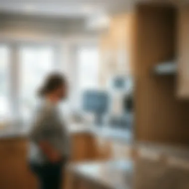 Installation of Next Day Kitchen Cabinets Homeowner inspecting next day kitchen cabinet installation
